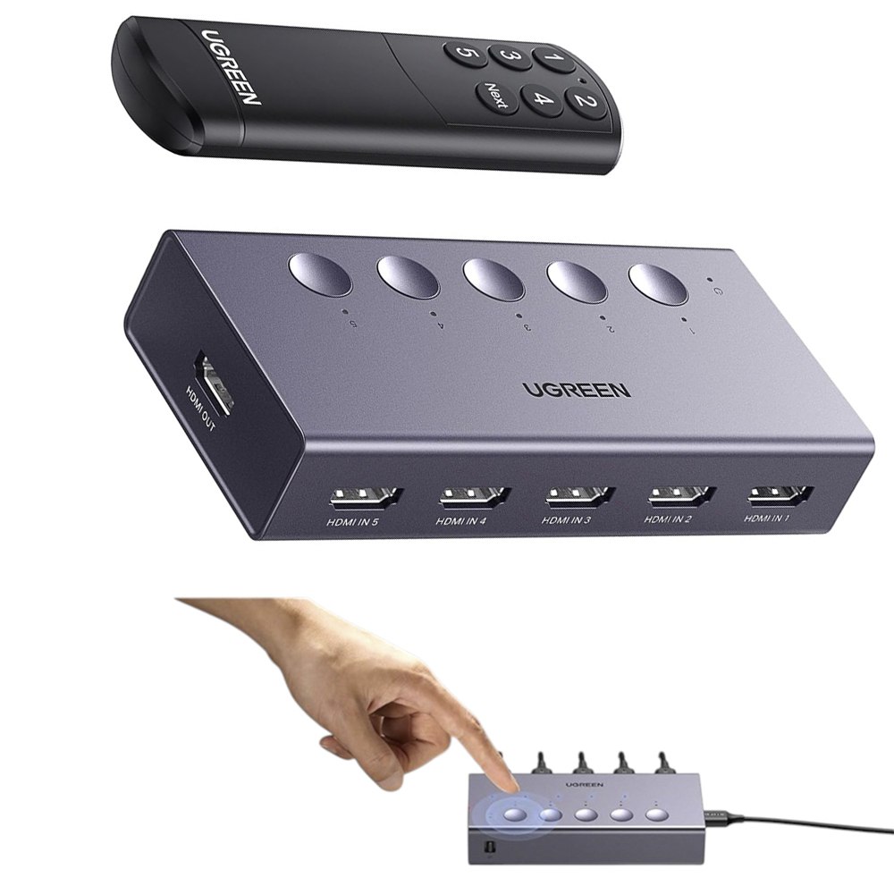 SWITCH HDMI 2.0 5 PUERTOS 4K 60HZ UGREEN 3D HDR CON CONTROL SANTOFA ELECTRONICS S1924 - 2