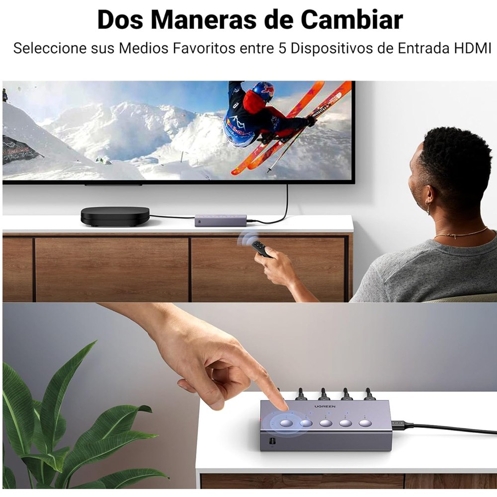 SWITCH HDMI 2.0 5 PUERTOS 4K 60HZ UGREEN 3D HDR CON CONTROL SANTOFA ELECTRONICS S1924 - 6