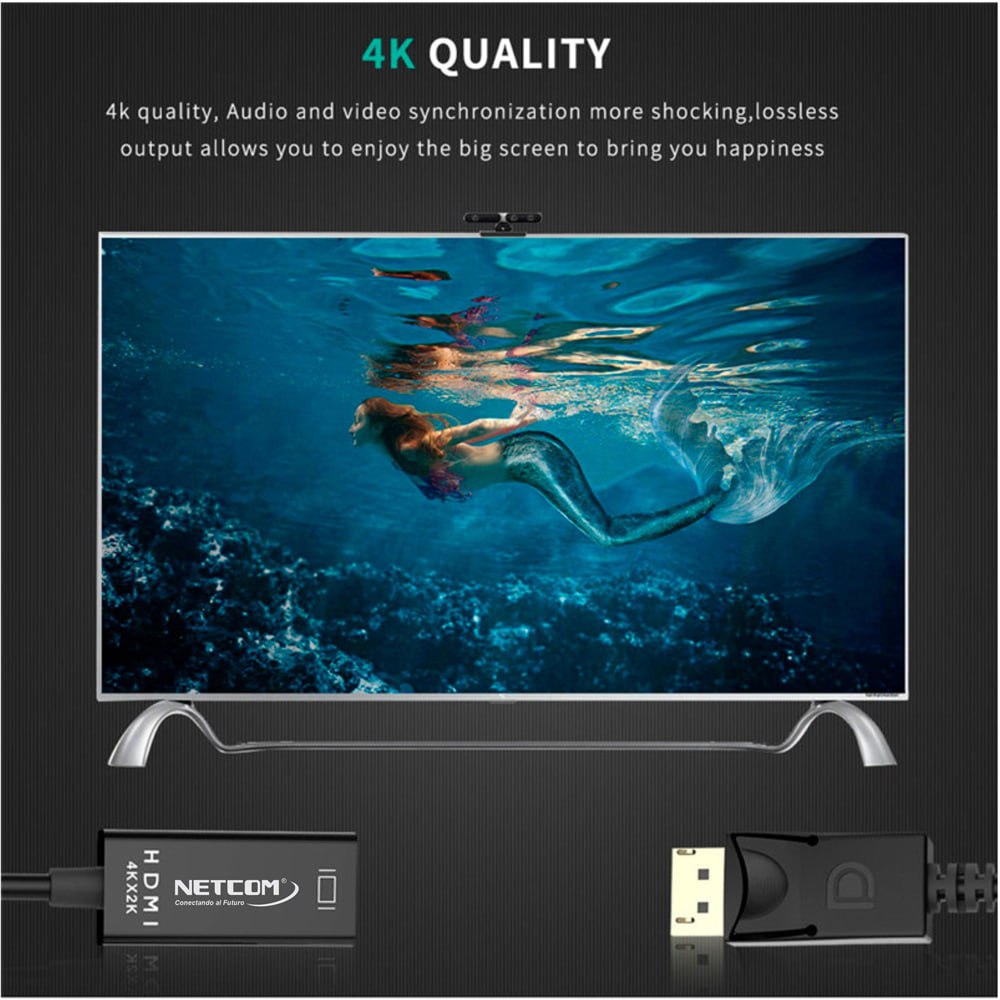 ADAPTADOR CONVERTIDOR DISPLAYPORT A HDMI NETCOM 4K ULTRA HD SANTOFA ELECTRONICS S1933 - 8