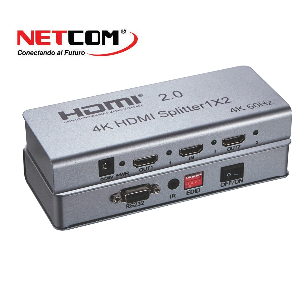 SPLITTER HDMI 1X2 METALICO 2.0 4K 60HZ 2 PANTALLAS ULTRA HD RS232 SANTOFA ELECTRONICS S1934 - 1