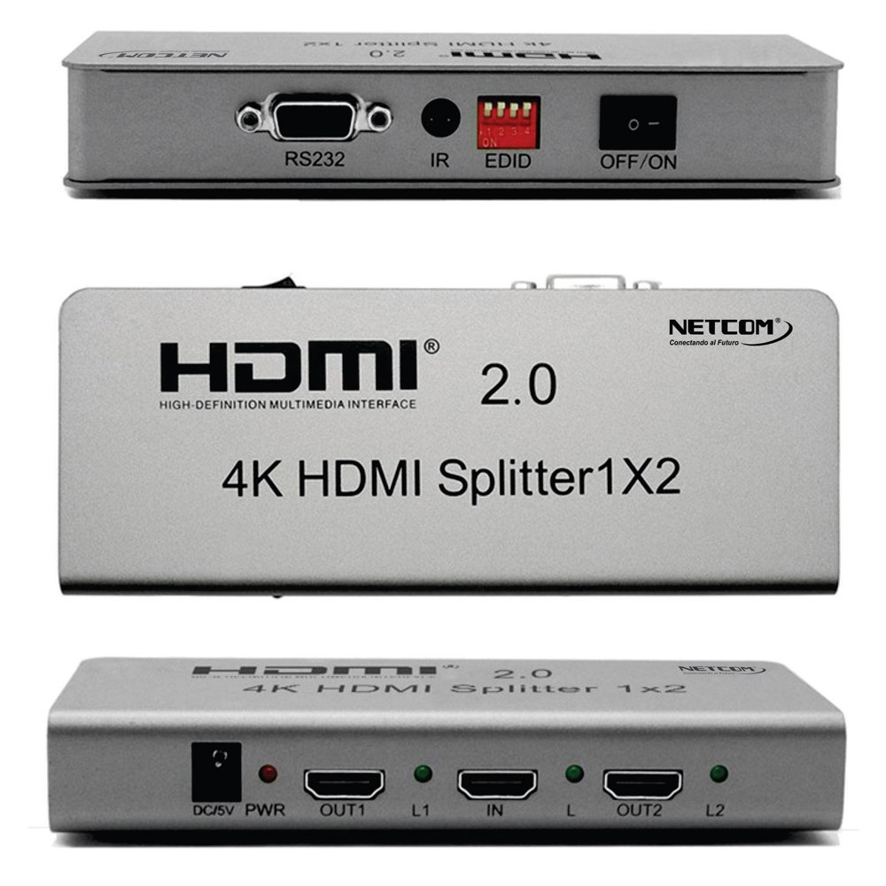 SPLITTER HDMI 1X2 METALICO 2.0 4K 60HZ 2 PANTALLAS ULTRA HD RS232 SANTOFA ELECTRONICS S1934 - 5