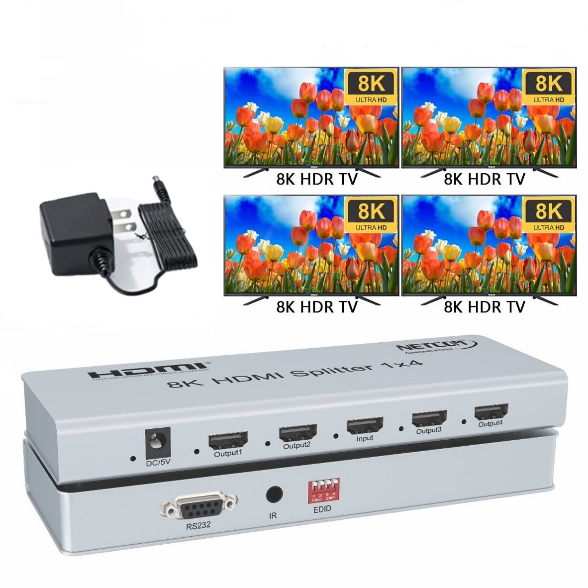 SPLITTER HDMI 1X4 METALICO 2.1 8K 60HZ 4 PANTALLAS HDCP 2.3 RS232 SANTOFA ELECTRONICS - 4