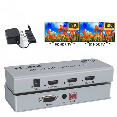 SPLITTER HDMI 1X2 METALICO 2.1 8K 60HZ 2 PANTALLAS HDCP 2.3 RS232 SANTOFA ELECTRONICS - 1