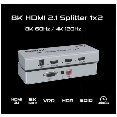 SPLITTER HDMI 1X2 METALICO 2.1 8K 60HZ 2 PANTALLAS HDCP 2.3 RS232 SANTOFA ELECTRONICS - 7