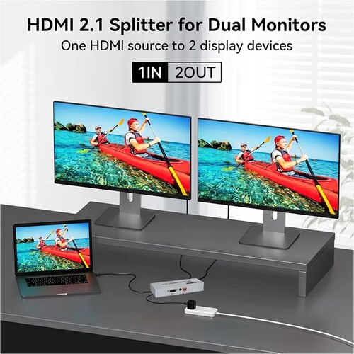 SPLITTER HDMI 1X2 METALICO 2.1 8K 60HZ 2 PANTALLAS HDCP 2.3 RS232 SANTOFA ELECTRONICS - 8