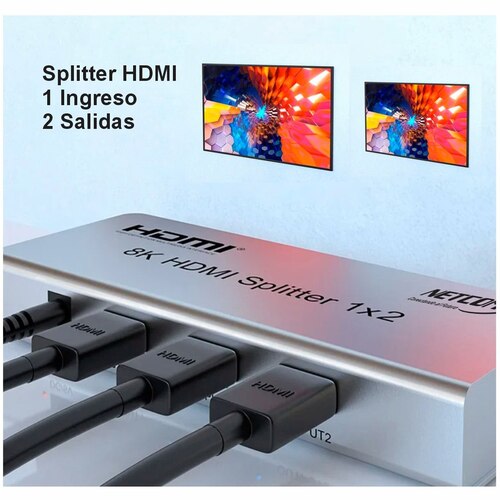 SPLITTER HDMI 1X2 METALICO 2.1 8K 60HZ 2 PANTALLAS HDCP 2.3 RS232 SANTOFA ELECTRONICS - 9