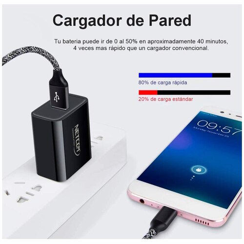 CARGADOR DE PARED CARGA RAPIDA PD 20W QC3.0 USB 3.0 TIPO C NETCOM ...