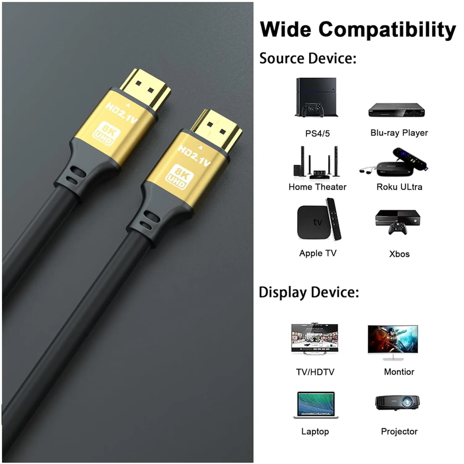 CABLE HDMI 8K 2.1 10 METROS 48GBPS 60HZ 4K 120HZ ULTRA HD HD SANTOFA ELECTRONICS S1942 - 4