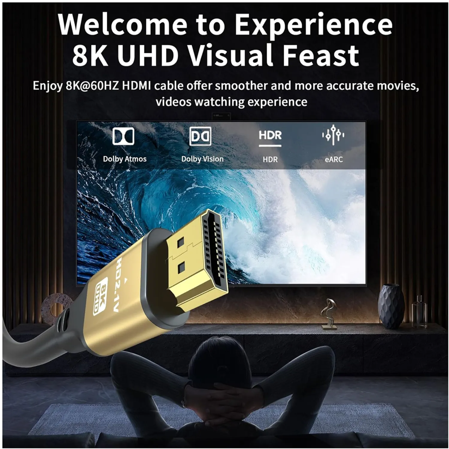 CABLE HDMI 8K 2.1 10 METROS 48GBPS 60HZ 4K 120HZ ULTRA HD HD SANTOFA ELECTRONICS S1942 - 6