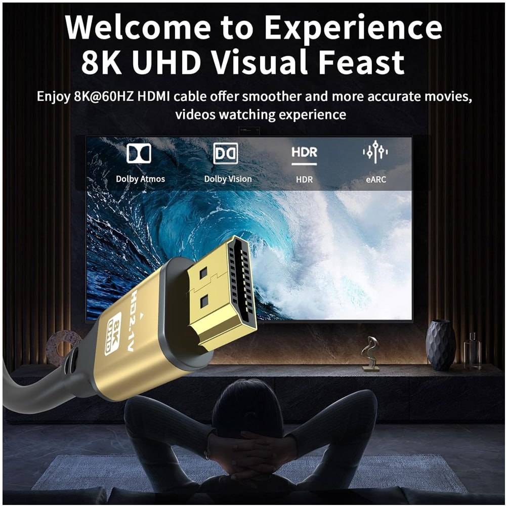 CABLE HDMI 8K 2.1 20 METROS 48GBPS 60HZ 4K 120HZ ULTRA HD HDR PVC SANTOFA ELECTRONICS S1944 - 9