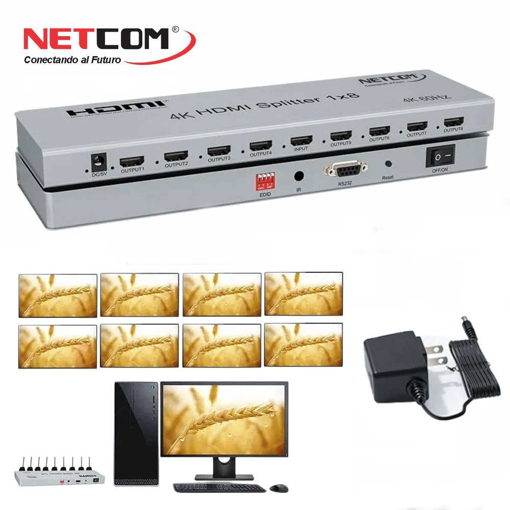 SPLITTER HDMI 1X8 METALICO 2.0 4K 60HZ 8 PANTALLAS HDCP 2.3 RS232 SANTOFA ELECTRONICS S1945 - 3