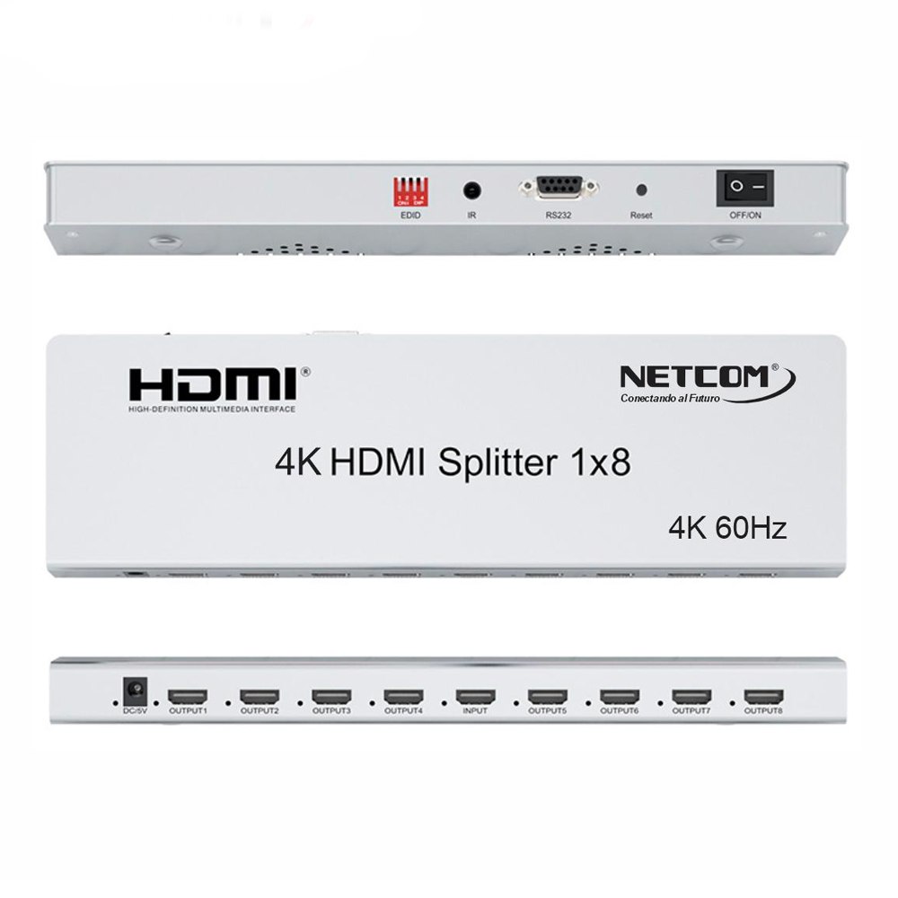 SPLITTER HDMI 1X8 METALICO 2.0 4K 60HZ 8 PANTALLAS HDCP 2.3 RS232 SANTOFA ELECTRONICS S1945 - 4