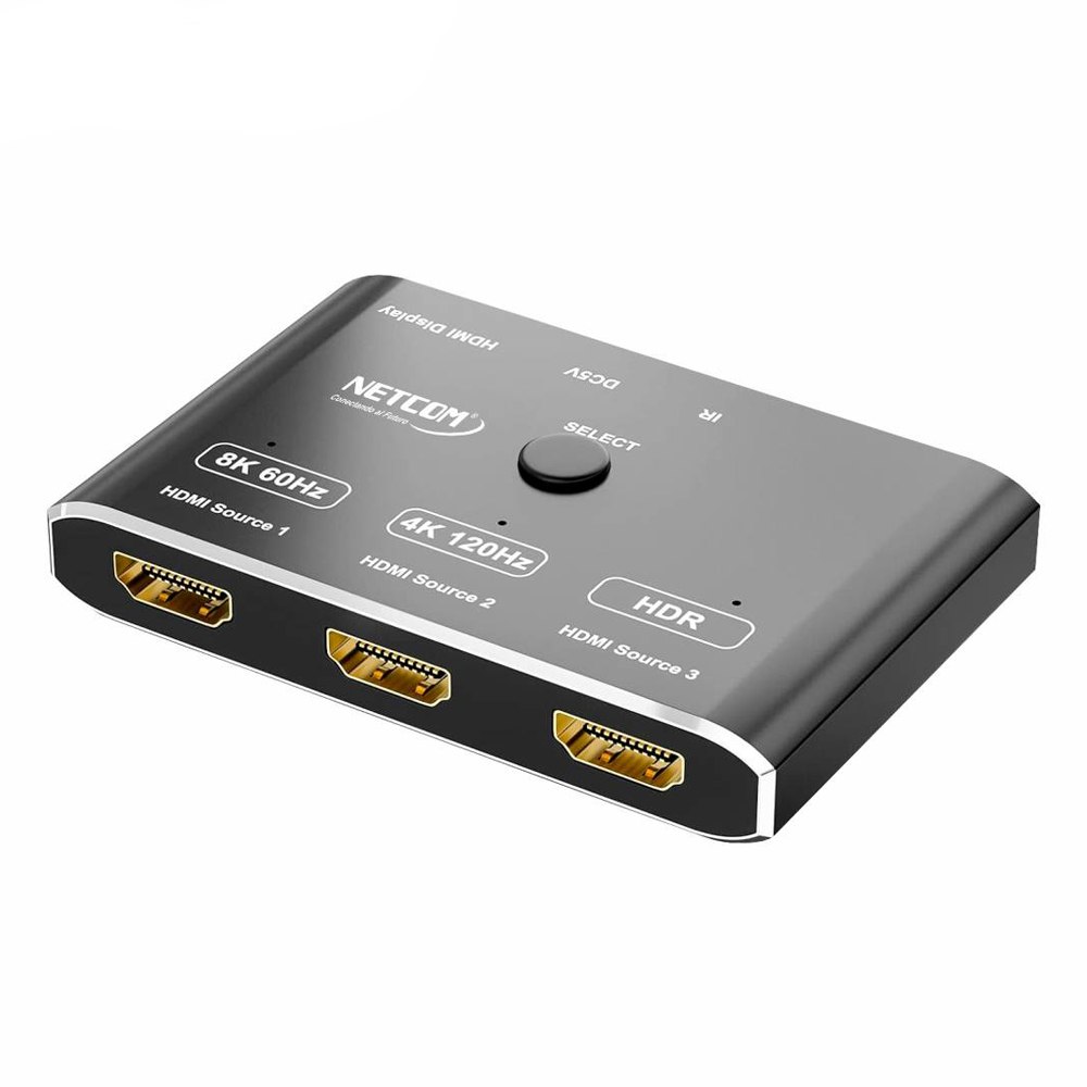 SWITCH HDMI 2.1 3 PUERTOS 8K 60HZ 3D HDR HDCP 2.3 3X1 48GBPS NETCOM SANTOFA ELECTRONICS S1946 - 1