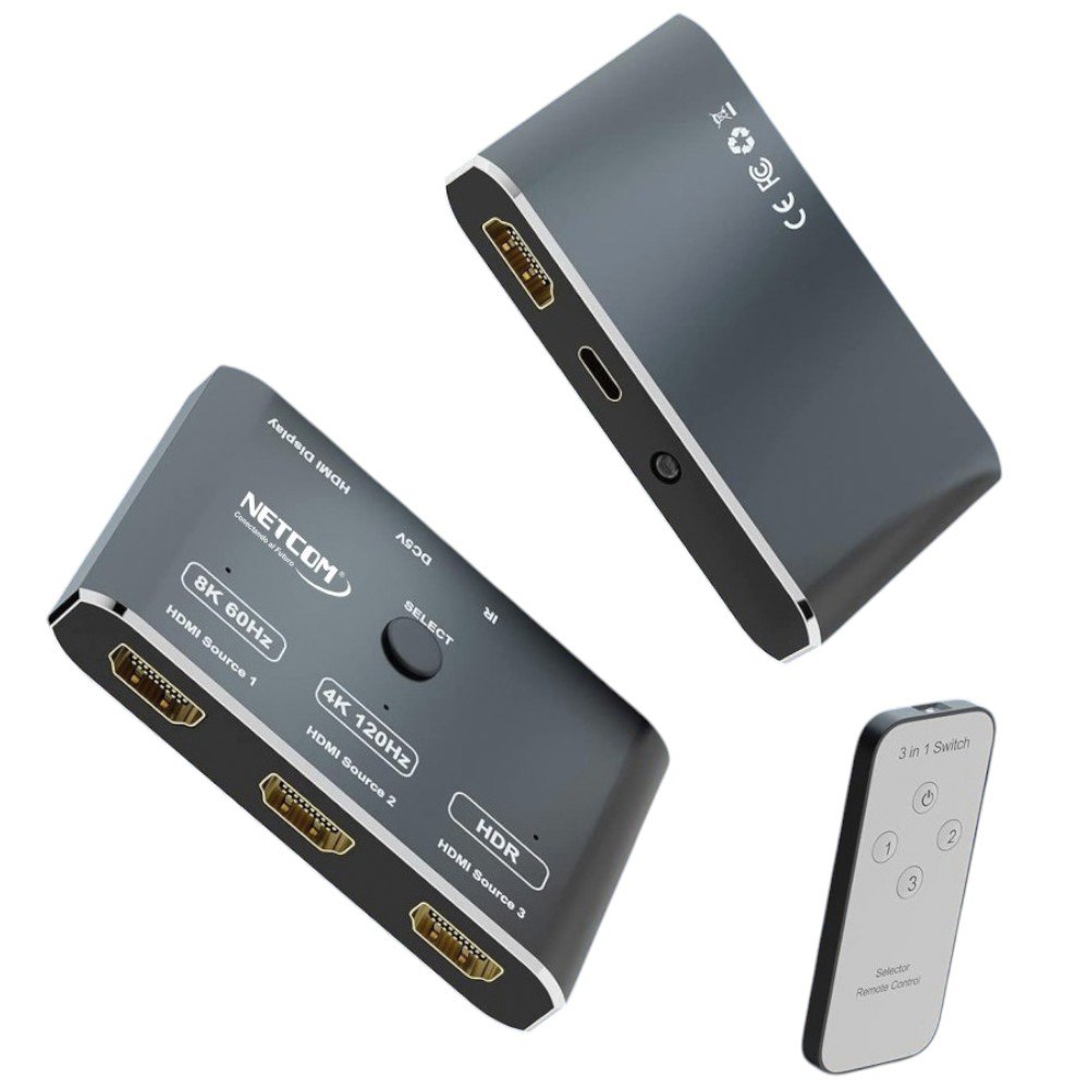 SWITCH HDMI 2.1 3 PUERTOS 8K 60HZ 3D HDR HDCP 2.3 3X1 48GBPS NETCOM SANTOFA ELECTRONICS S1946 - 5