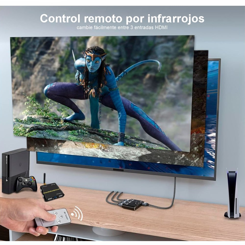 SWITCH HDMI 2.1 3 PUERTOS 8K 60HZ 3D HDR HDCP 2.3 3X1 48GBPS NETCOM SANTOFA ELECTRONICS S1946 - 7