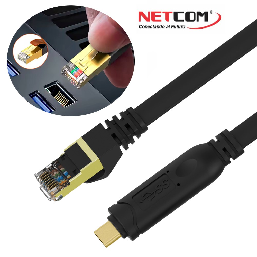 CABLE USB TIPO C A RJ45 NETCOM RS232 CONSOLA ETHERNET RED 1.80 METROS SANTOFA ELECTRONICS S1954 - 3