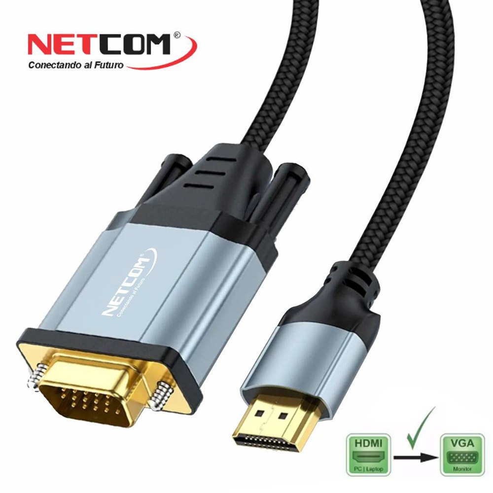 CABLE HDMI A VGA NETCOM 1080P FULL HD PREMIUM 1.8 METROS SANTOFA ELECTRONICS S1958 - 3