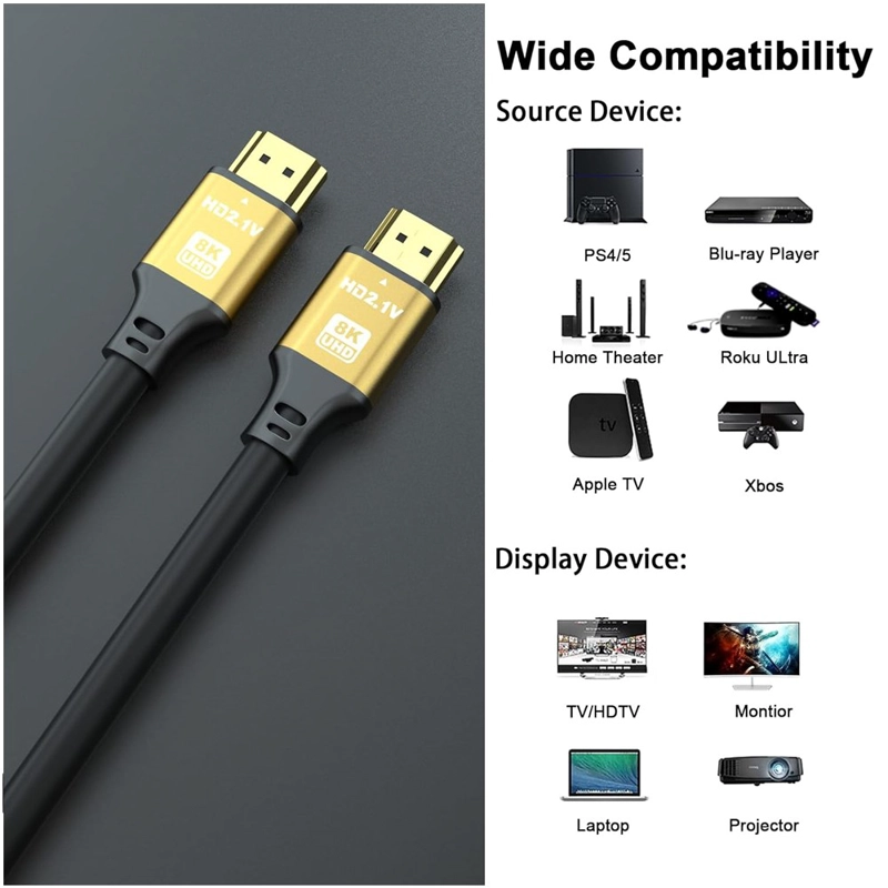 CABLE HDMI 8K 2.1 3 METROS 48GBPS 60HZ 4K 120HZ ULTRA HD HDR PVC SANTOFA ELECTRONICS S1962 - 4