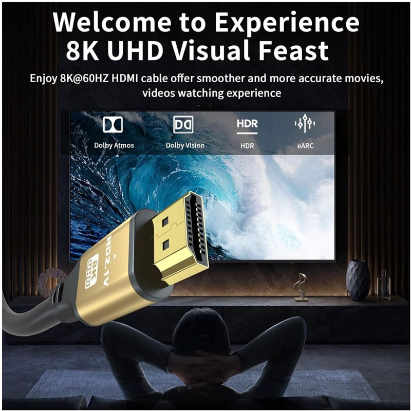 CABLE HDMI 8K 2.1 3 METROS 48GBPS 60HZ 4K 120HZ ULTRA HD HDR PVC SANTOFA ELECTRONICS S1962 - 5