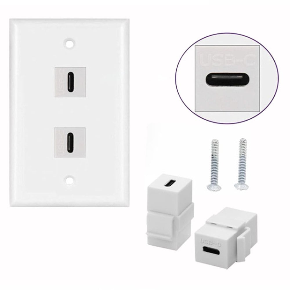PLACA DE PARED ABS 2 PUERTOS USB C TIPO C FACEPLATE HEMBRA A HEMBRA NETCOM SANTOFA ELECTRONICS S1965 - 1