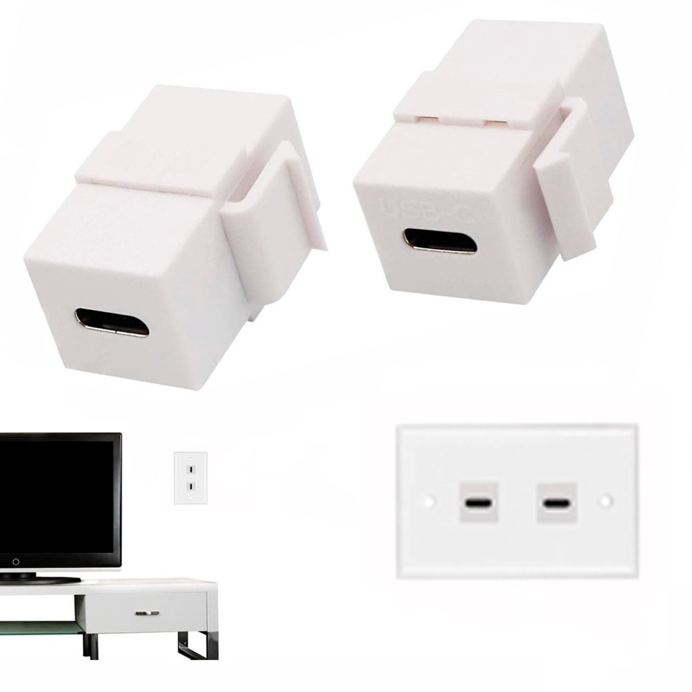PLACA DE PARED ABS 2 PUERTOS USB C TIPO C FACEPLATE HEMBRA A HEMBRA NETCOM SANTOFA ELECTRONICS S1965 - 4