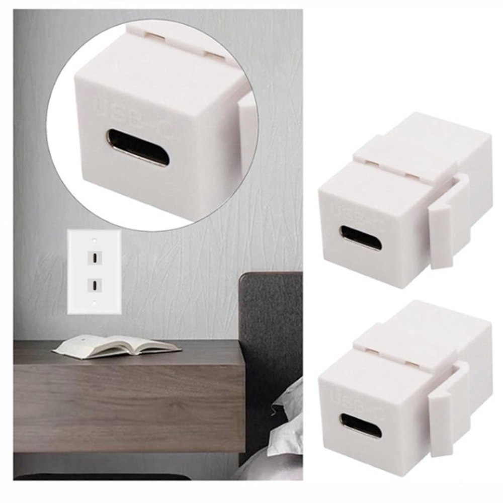 PLACA DE PARED ABS 2 PUERTOS USB C TIPO C FACEPLATE HEMBRA A HEMBRA NETCOM SANTOFA ELECTRONICS S1965 - 7