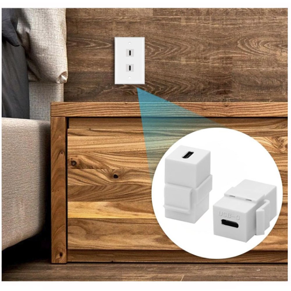 PLACA DE PARED ABS 2 PUERTOS USB C TIPO C FACEPLATE HEMBRA A HEMBRA NETCOM SANTOFA ELECTRONICS S1965 - 8