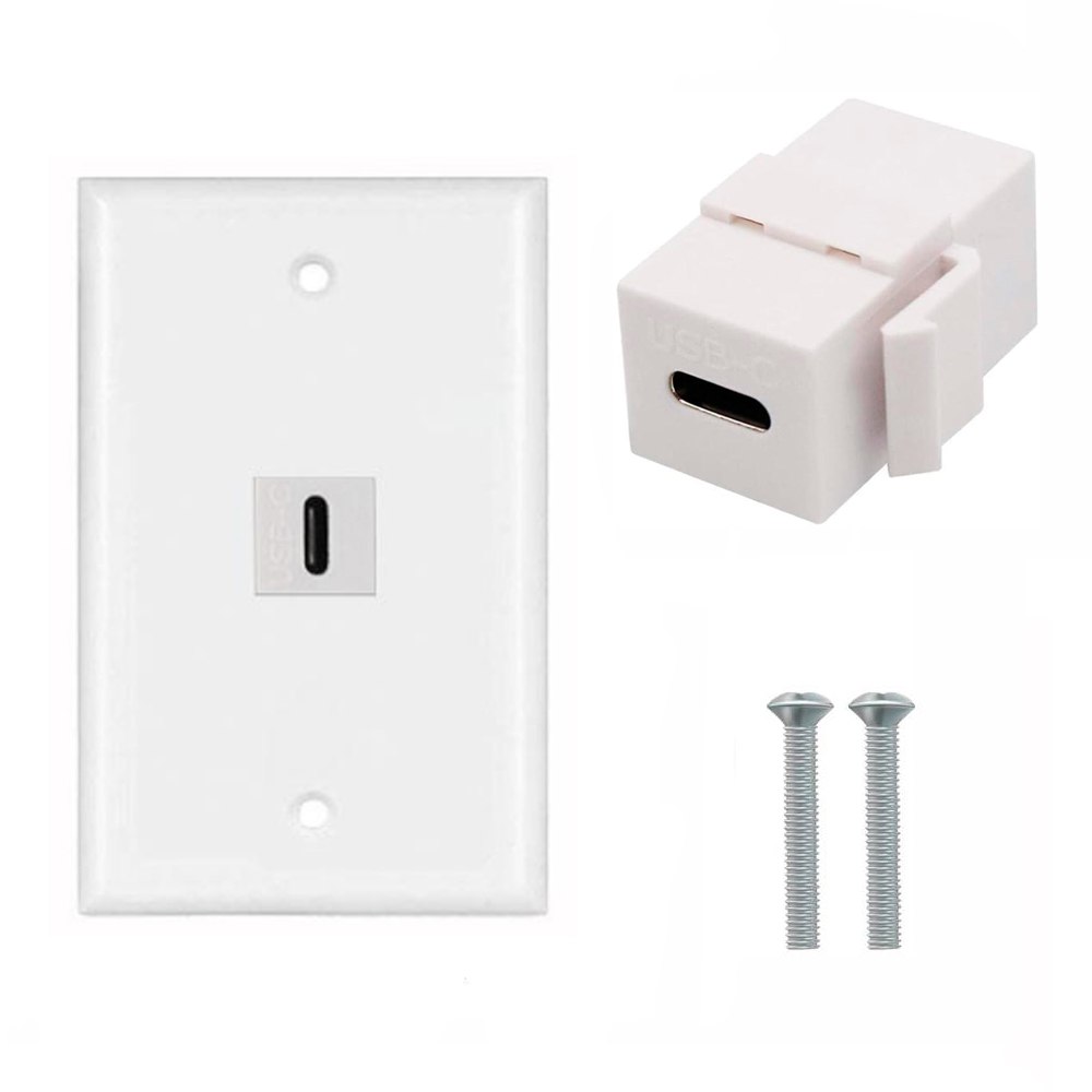 PLACA DE PARED ABS 1 PUERTO USB C TIPO C FACEPLATE HEMBRA A HEMBRA NETCOM SANTOFA ELECTRONICS S1966 - 1