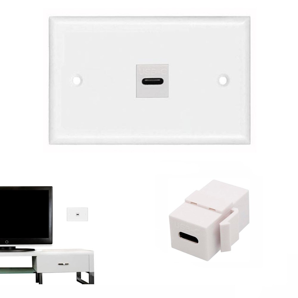 PLACA DE PARED ABS 1 PUERTO USB C TIPO C FACEPLATE HEMBRA A HEMBRA NETCOM SANTOFA ELECTRONICS S1966 - 2