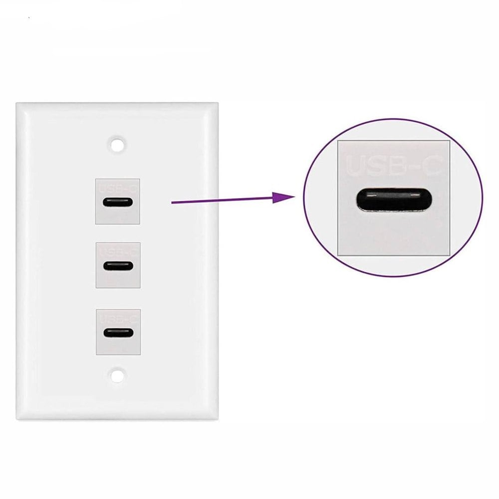 PLACA DE PARED ABS 3 PUERTOS USB C TIPO C FACEPLATE HEMBRA A HEMBRA NETCOM SANTOFA ELECTRONICS S1967 - 1