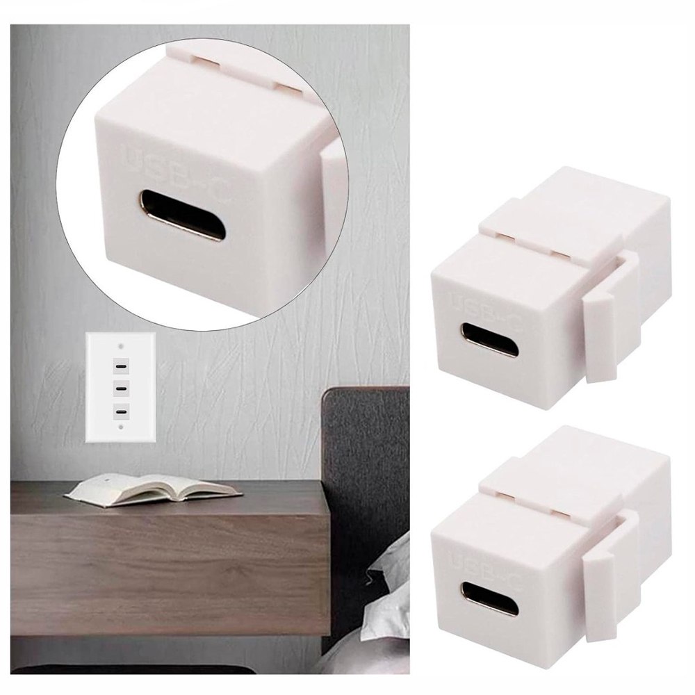PLACA DE PARED ABS 3 PUERTOS USB C TIPO C FACEPLATE HEMBRA A HEMBRA NETCOM SANTOFA ELECTRONICS S1967 - 5
