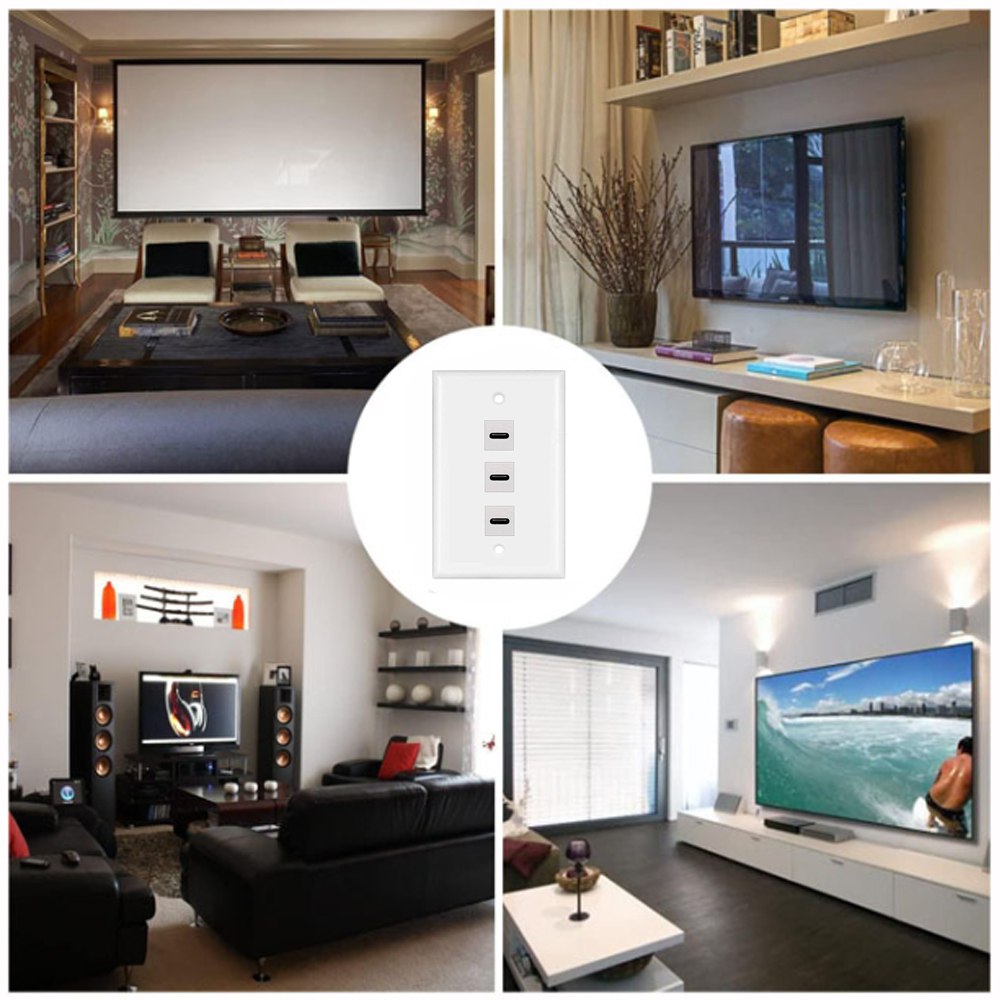 PLACA DE PARED ABS 3 PUERTOS USB C TIPO C FACEPLATE HEMBRA A HEMBRA NETCOM SANTOFA ELECTRONICS S1967 - 6