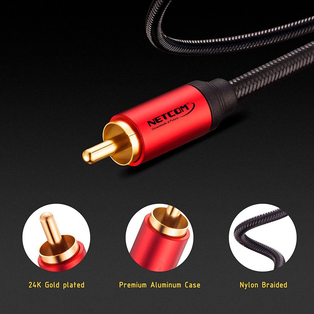 CABLE DE AUDIO PLUG 3.5MM A 2 RCA MACHO 1.8 METROS NETCOM SANTOFA ELECTRONICS S1968 - 7