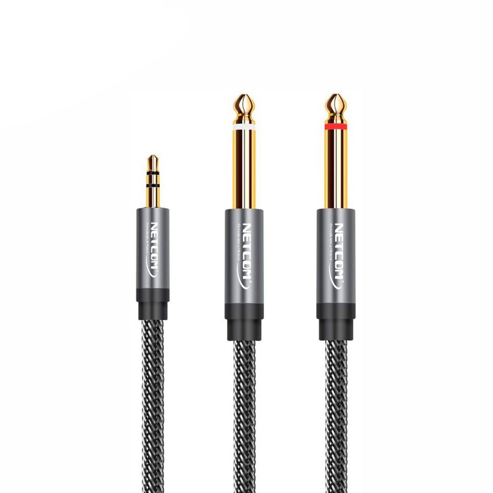 CABLE DE AUDIO 1 PLUG 3.5MM MACHO A 2 PLUG 6.35MM MACHO 3 METROS SANTOFA ELECTRONICS S1970 - 1