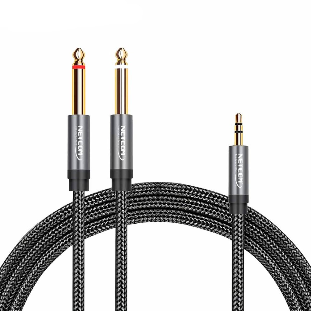 CABLE DE AUDIO 1 PLUG 3.5MM MACHO A 2 PLUG 6.35MM MACHO 3 METROS SANTOFA ELECTRONICS S1970 - 3
