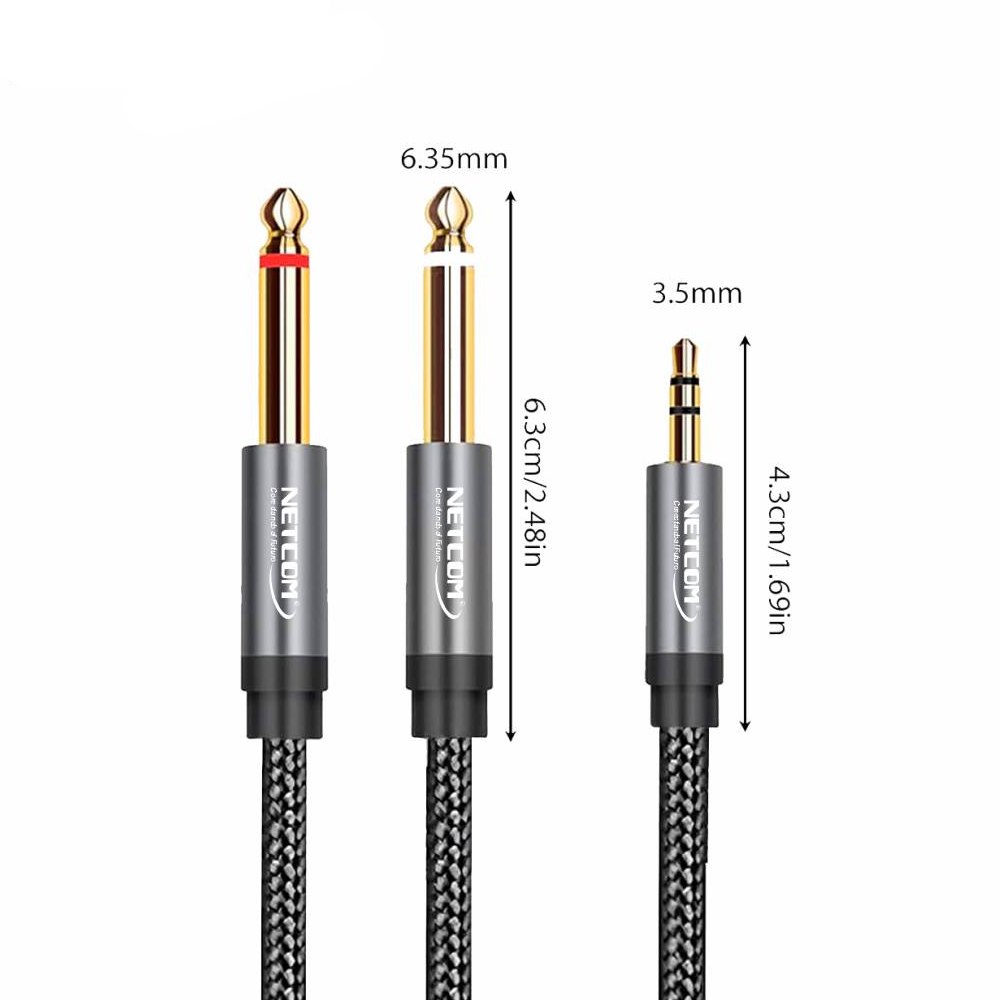 CABLE DE AUDIO 1 PLUG 3.5MM MACHO A 2 PLUG 6.35MM MACHO 5 MTS SANTOFA ELECTRONICS S1971 - 3