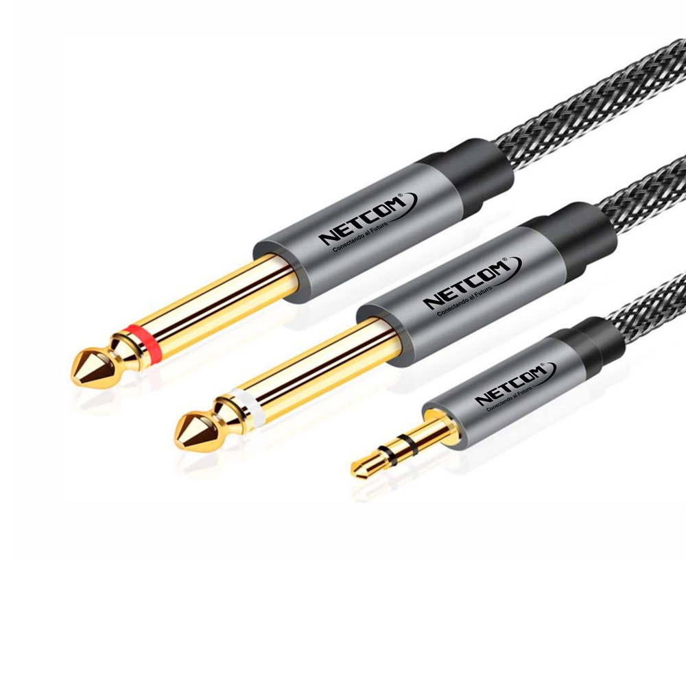 CABLE DE AUDIO 1 PLUG 3.5MM MACHO A 2 PLUG 6.35MM MACHO 5 MTS SANTOFA ELECTRONICS S1971 - 4