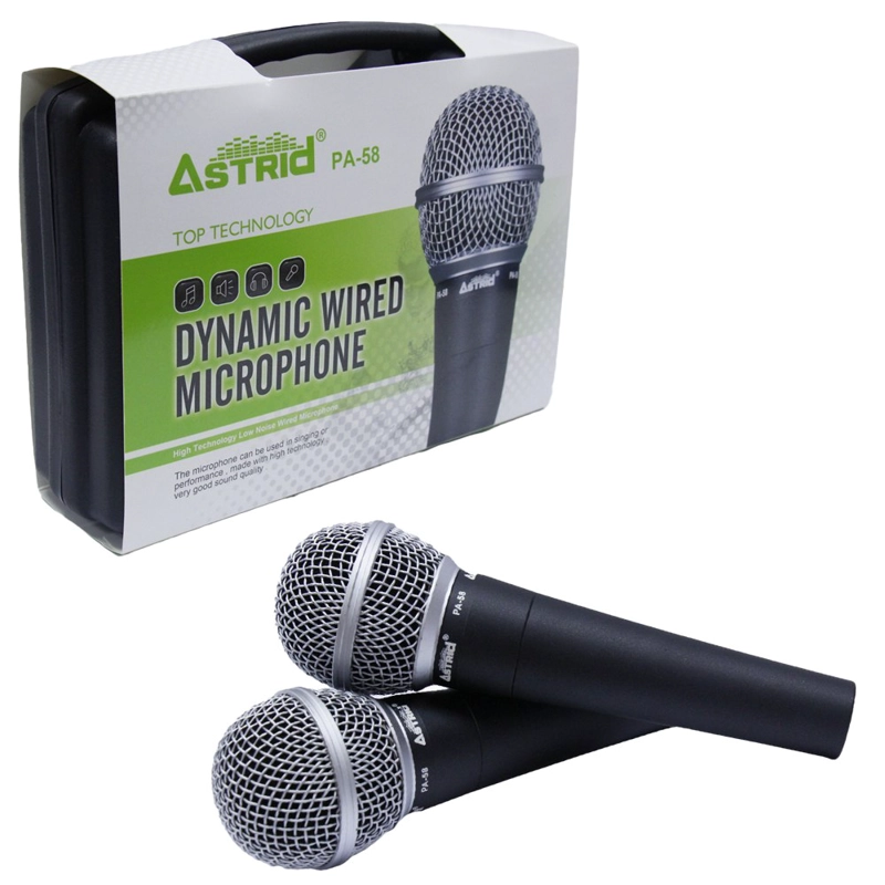 2 MICRÓFONOS ALÁMBRICO PROFESIONAL PA-58 DUO ASTRID METÁLICO DINÁMICO UNIDIRECCIONAL MALETIN SANTOFA ELECTRONICS S1975 - 6