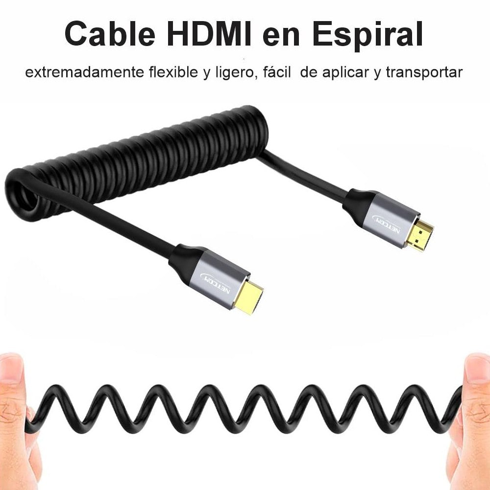 CABLE HDMI A HDMI 1.5 METROS ESPIRALADO NETCOM 2.0 4K 60 HZ EARC SANTOFA ELECTRONICS S1988 - 3