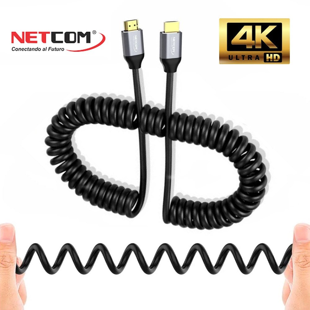 CABLE HDMI A HDMI 1.5 METROS ESPIRALADO NETCOM 2.0 4K 60 HZ EARC SANTOFA ELECTRONICS S1988 - 4