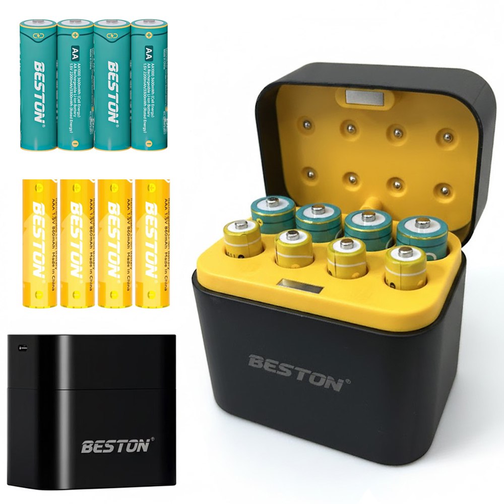 CARGADOR DE PILAS BATERÍAS AA RECARGABLES 8 PUESTOS + 4 BATERÍAS AA Y 4 AAA SANTOFA ELECTRONICS S1993 - 2