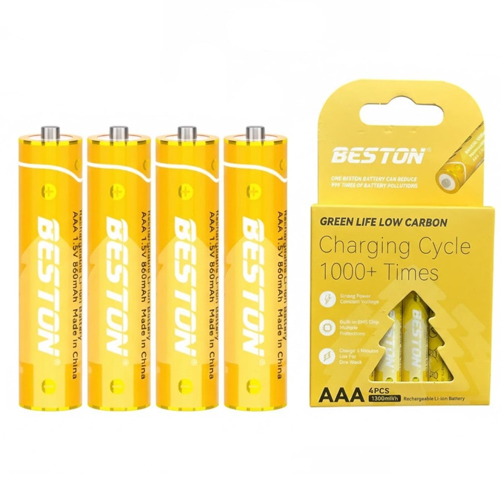 4 BATERIAS DE LITIO RECARGABLE AAA PILA 1.5V 860MAH BESTON AAA1000 SANTOFA ELECTRONICS S1992 - 1