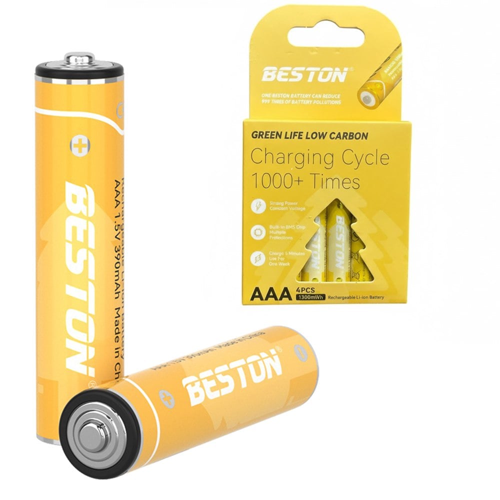 4 BATERIAS DE LITIO RECARGABLE AAA PILA 1.5V 860MAH BESTON AAA1000 SANTOFA ELECTRONICS S1992 - 2