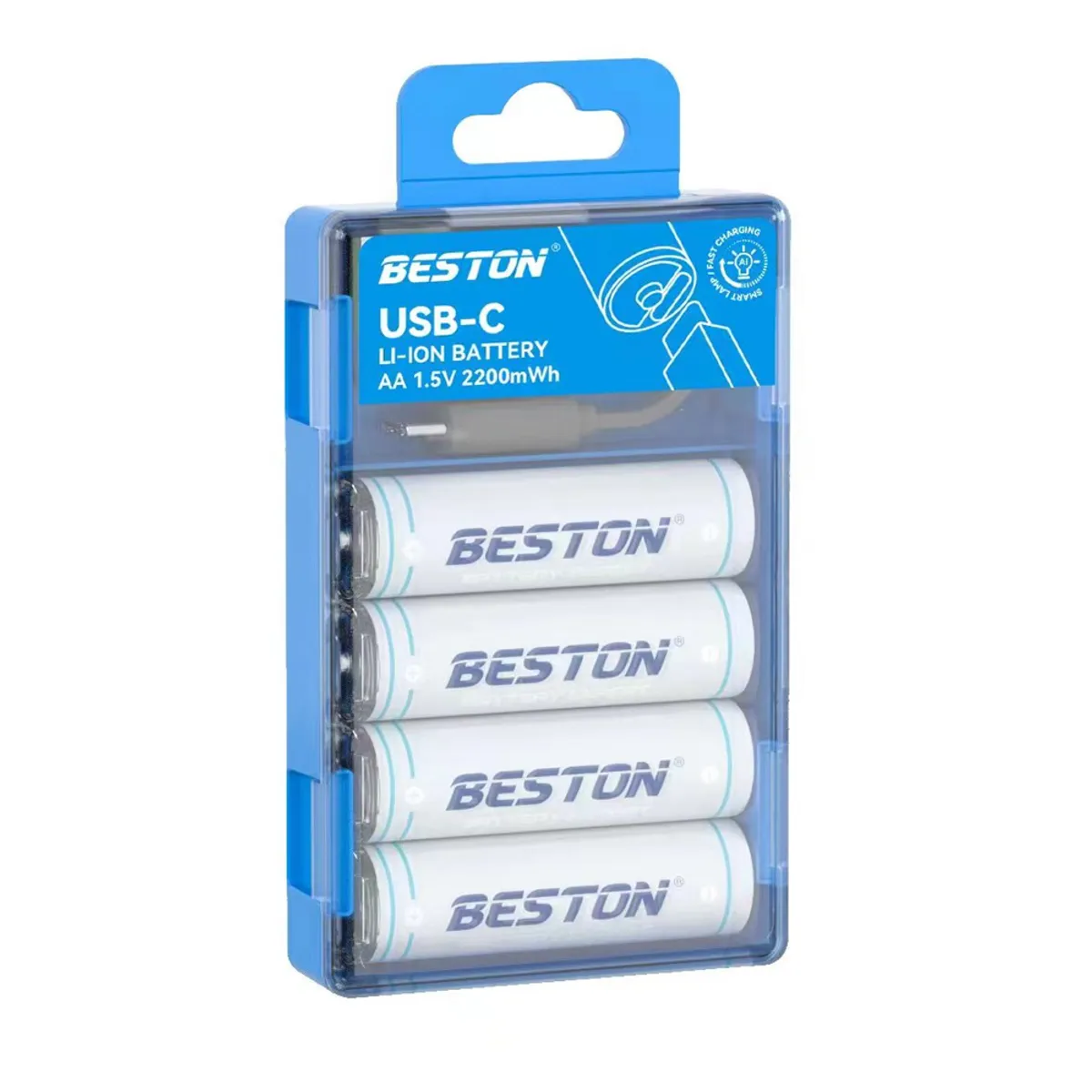 4 BATERIAS DE LITIO RECARGABLE AA PILA 1.5V 2200MWH BESTON USB TIPO C SANTOFA ELECTRONICS S1996 - 6