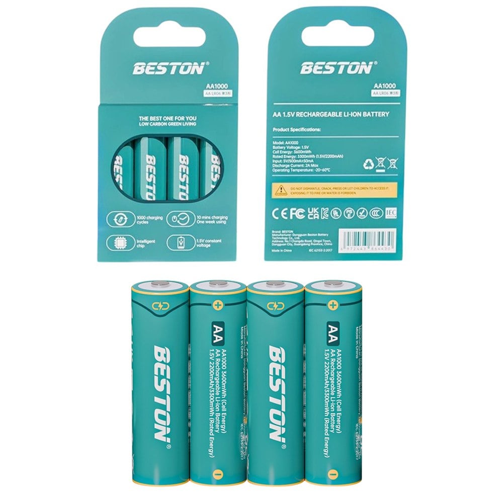 CARGADOR DE PILAS RECARGABLES BESTON HÍBRIDO + 8 BATERÍAS AA LI-ION SANTOFA ELECTRONICS S2002 - 3