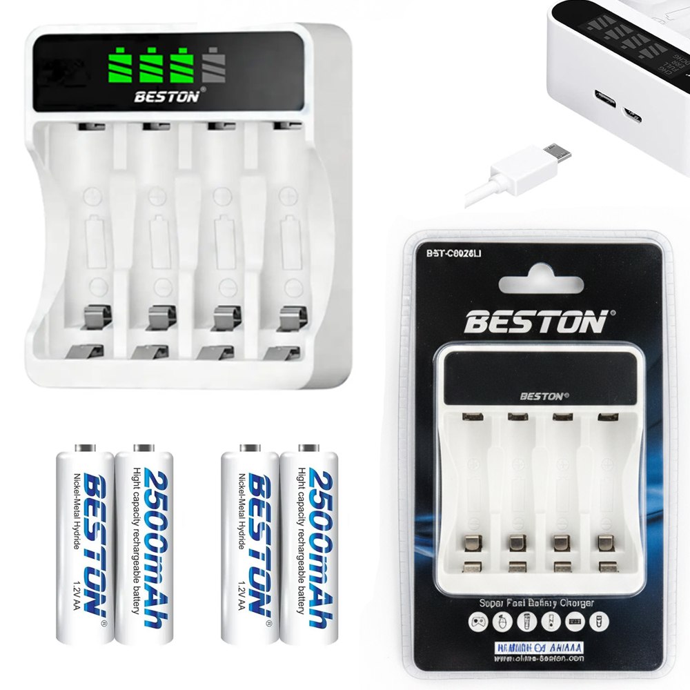 KIT CARGADOR INTELIGENTE CON PANTALLA LCD + 4 PILAS AA NI-MH SANTOFA ELECTRONICS S2005 - 3
