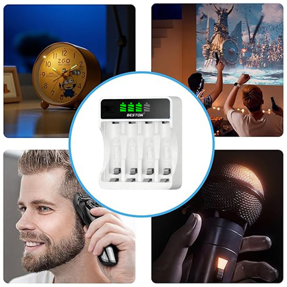 KIT CARGADOR INTELIGENTE CON PANTALLA LCD + 4 PILAS AAA NI-MH SANTOFA ELECTRONCIS S2006 - 6
