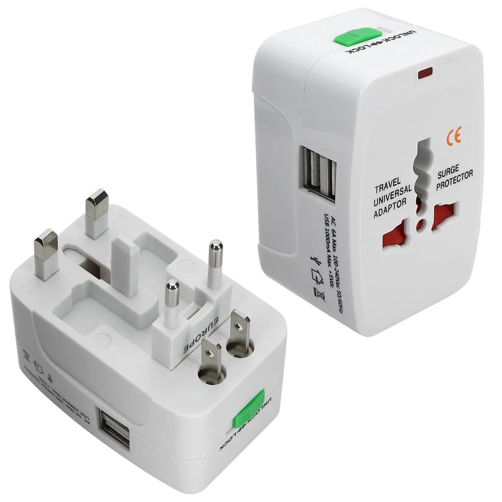 ADAPTADOR INTERNACIONAL ENCHUFE UNIVERSAL VIAJERO 110V 220V + 2 USB SANTOFA ELECTRONICS S2010 - 1