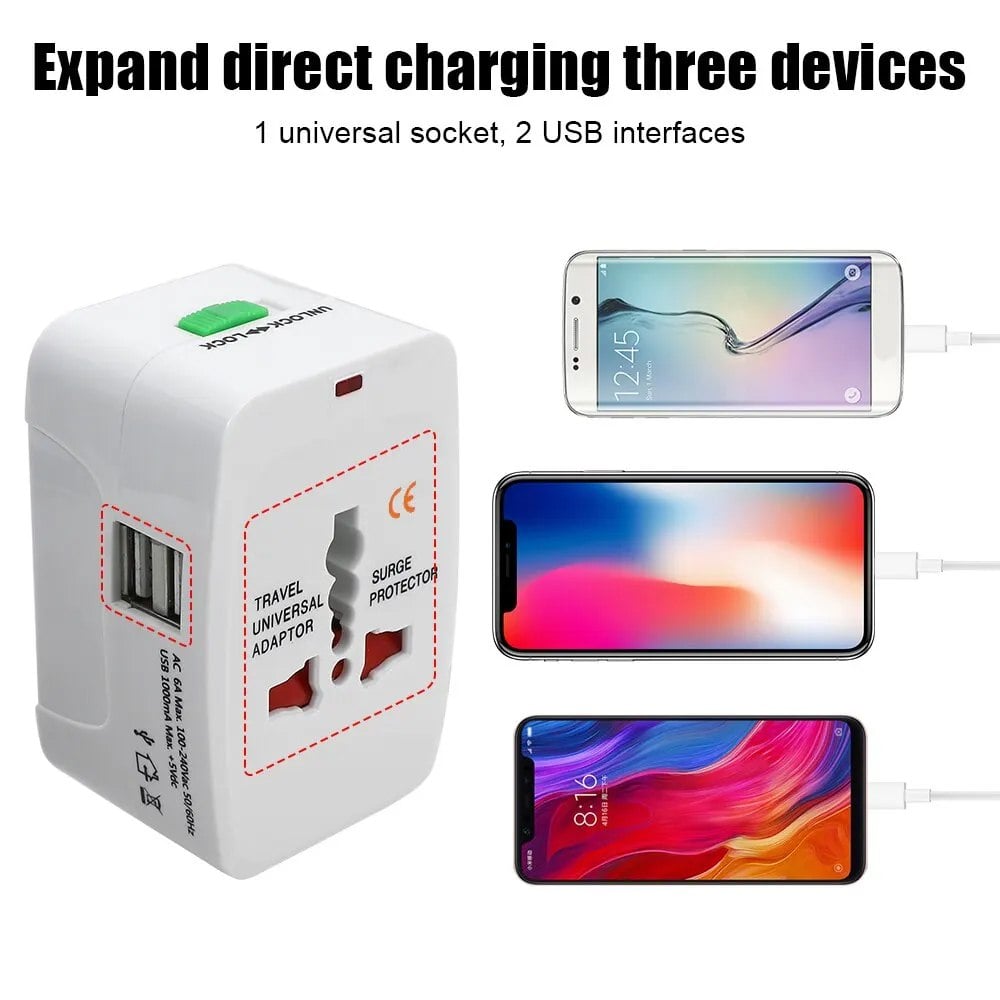 ADAPTADOR INTERNACIONAL ENCHUFE UNIVERSAL VIAJERO 110V 220V + 2 USB SANTOFA ELECTRONICS S2010 - 4