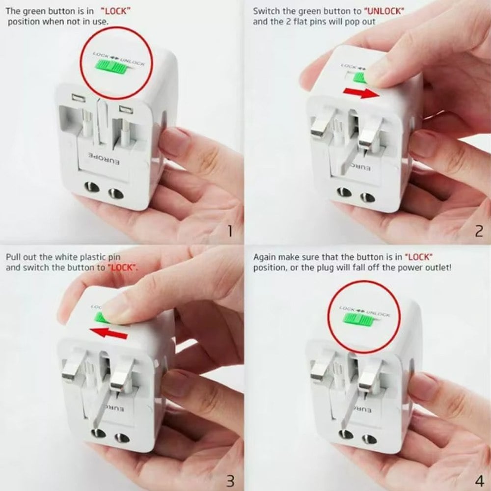 ADAPTADOR INTERNACIONAL ENCHUFE UNIVERSAL VIAJERO 110V 220V + 2 USB SANTOFA ELECTRONICS S2010 - 5
